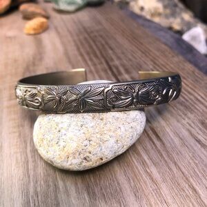 Pewter Embossed Cuff Bracelet